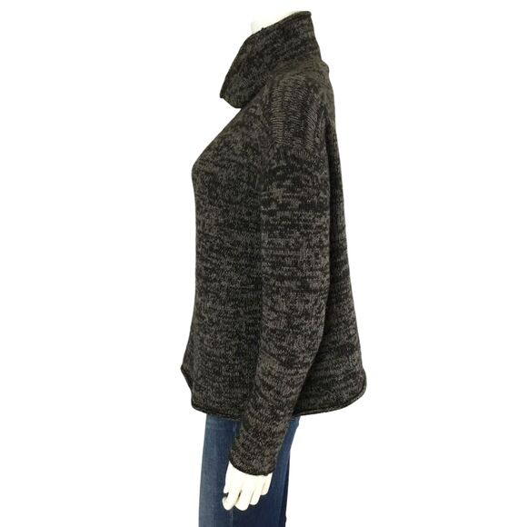 Eileen Fisher Sweater Size M Yak Merino Wool Brown Marl Funnel Neck Boxy Cropped - Picture 6 of 14